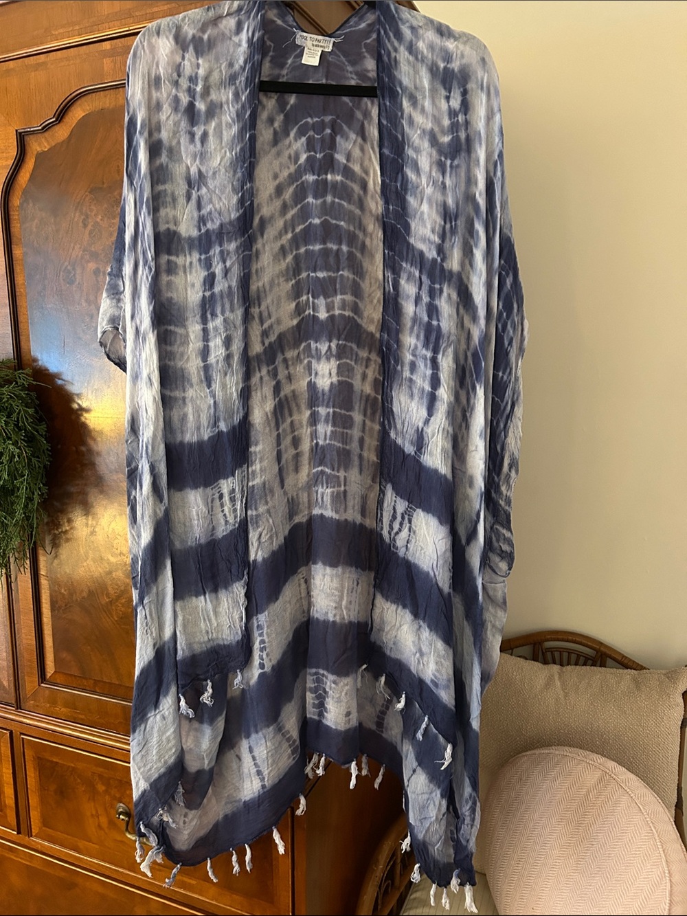 Pool to Party Navy Tie-Dye Batik Cover Up Shawl
